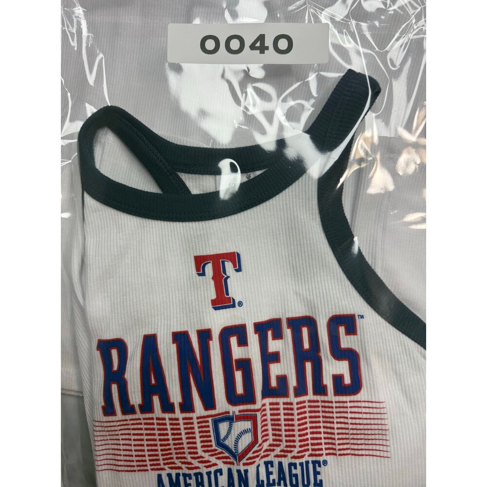 Texas Rangers Women’s Ribbed Racerback Tank Top White Blue Size Small - Picture 6 of 6